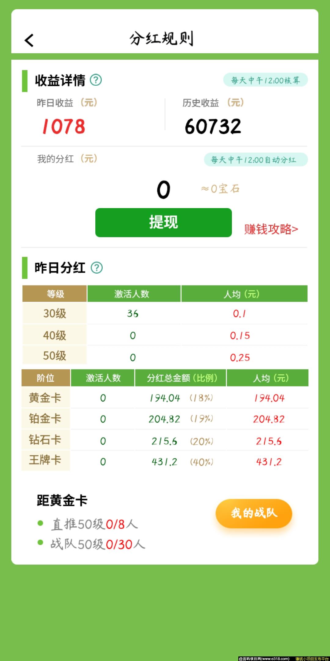我要当大王首码，满级即可永久参与分红，团队化推广，收益全网最高！