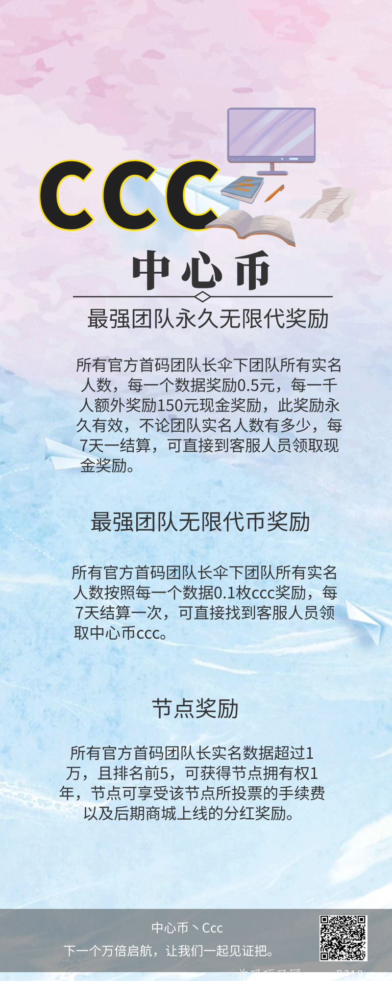 【中心币ccc】2020年6月万倍起航，kuang机模式，超强福利官方对接团队长，天天有**