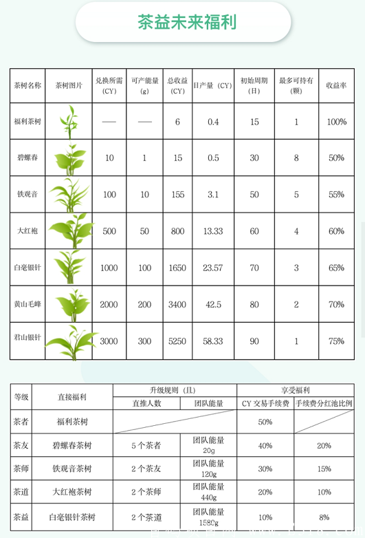 【更新】茶益未来，注册实名送一个15天产6CY的茶树，CY申购价为5元，目前预注册！6月22号提前上线！