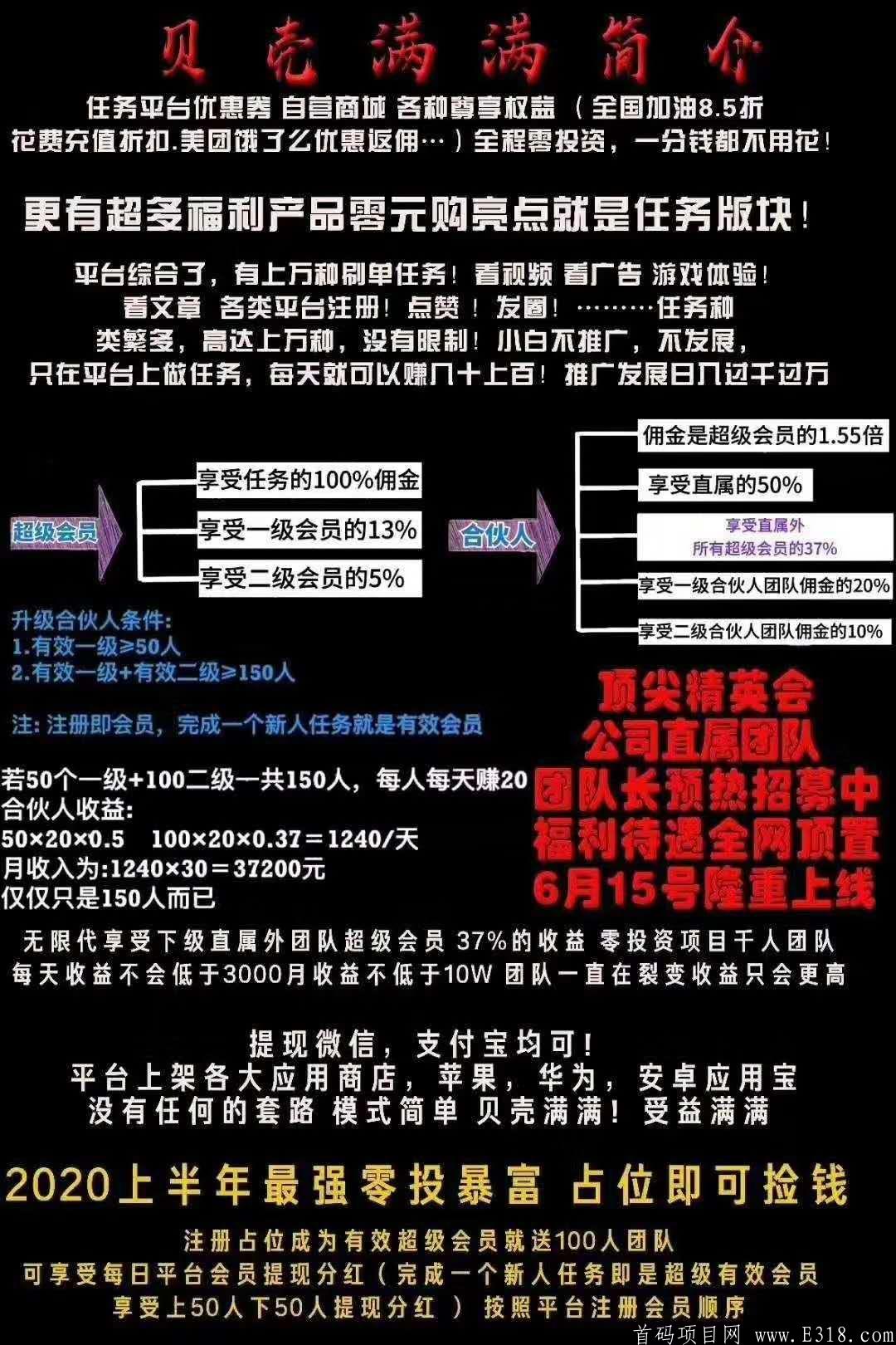 静态每天20+贝壳满满首码对接6月23号下午首发多重收益高扶持