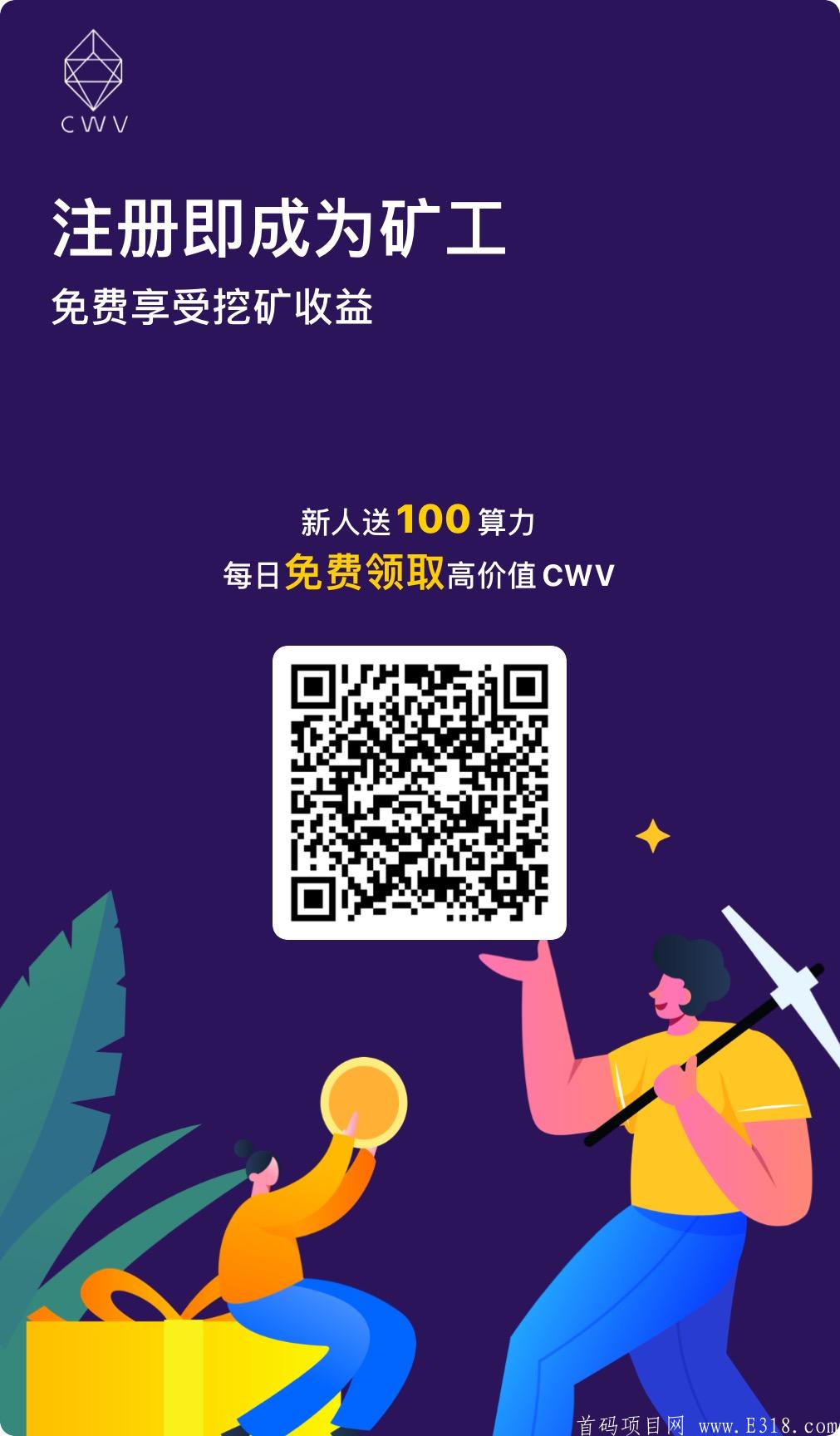 首码【CWVkuang机】注册实名免费领取价值100U原子kuang机1台，产出CWV2.0币兑成***变现，直推10%收益，星级达人**模式！
