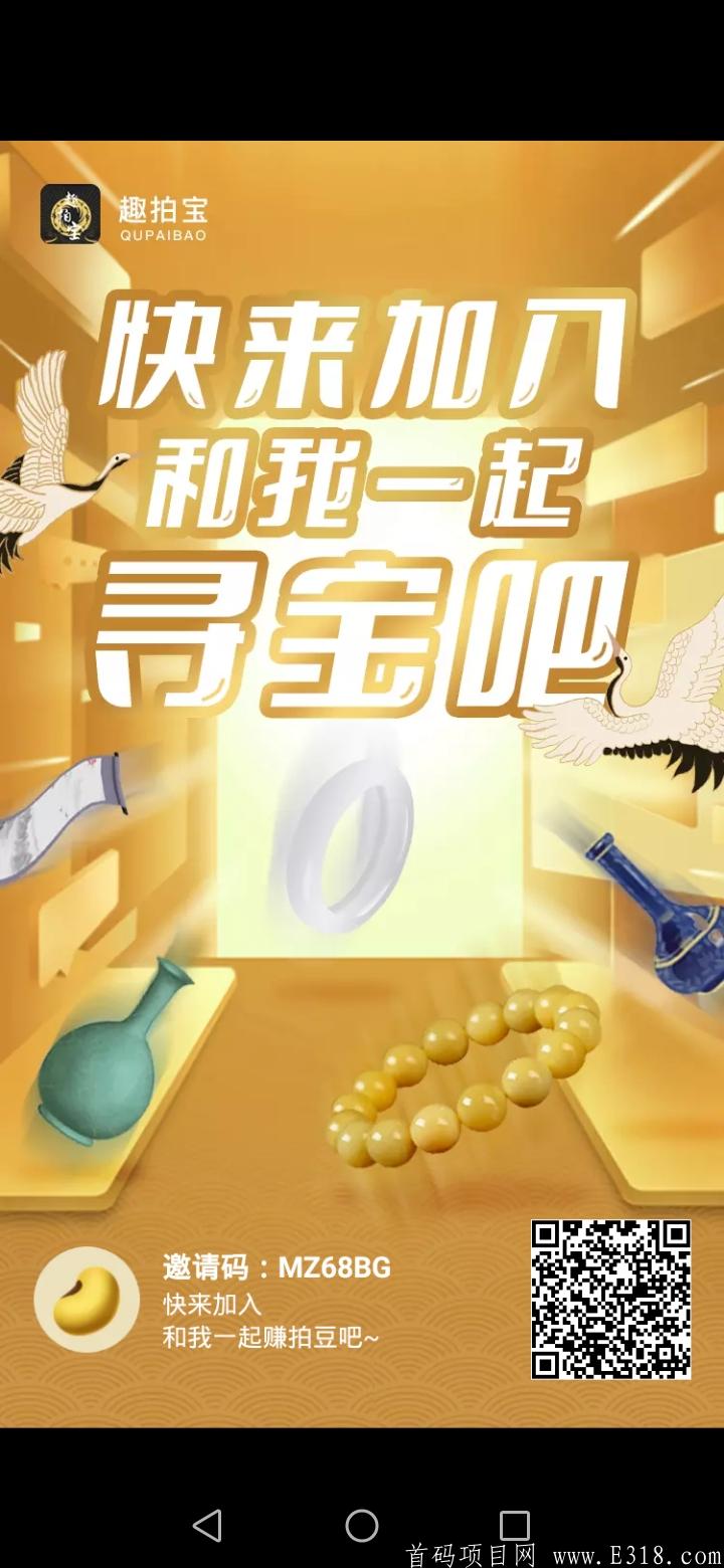 趣拍宝，BTD模式，注册完成实名送总产108豆