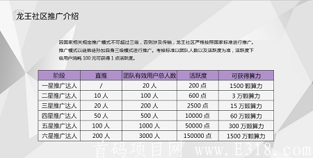 [龙王社区] - 刚出一秒，悬赏+游戏+商城多种渠道收益，团队化推广，星级达人模式
