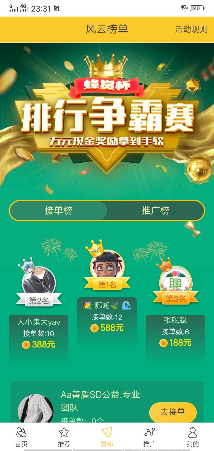 今日首码蜂赏悬赏平台！官方大力扶持活动.每天完成任务都有分红