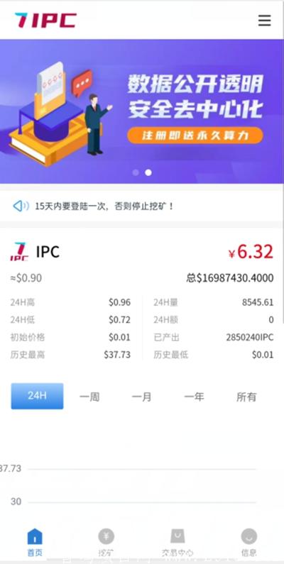 IPC全网最创新零撸,打破传统矿机 IPC阿波罗挖kuang20年，总量6.3亿枚，每天86400枚