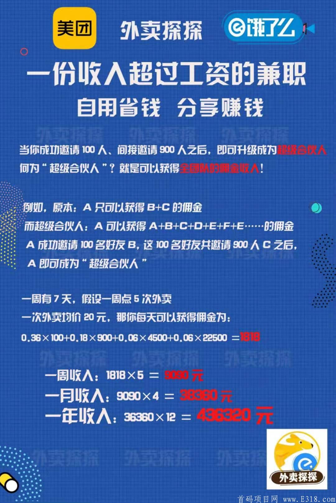 0元招外卖探探合伙人，欢迎美团饿了吗小哥