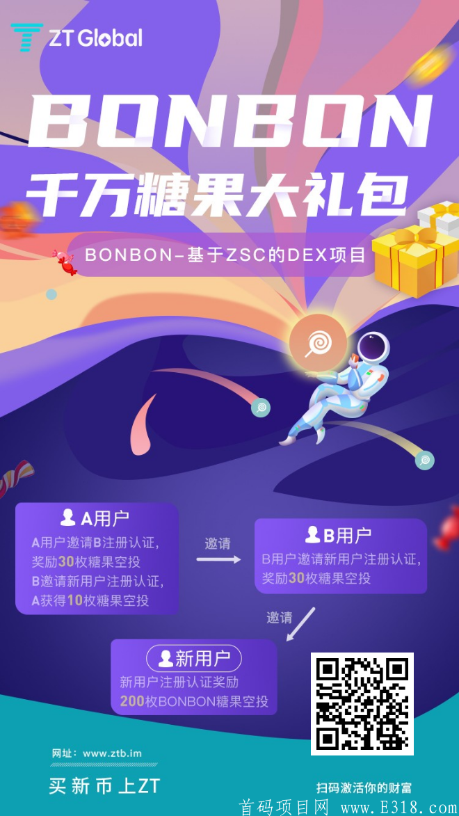 ZT交*所-新用户在ZT注册并实名即可获得200枚BONBON空投，新用户KYC后系统自动发放。总奖励200万枚BONBON，价值1000左右，数量有限先到先得。