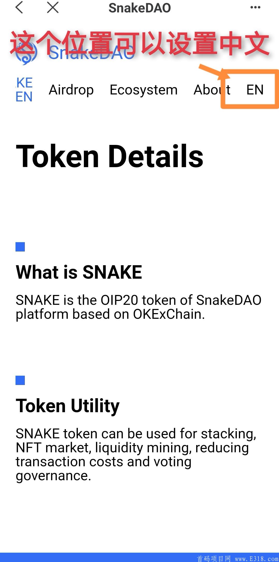 OK公链SnakeDao空投，每个账户50币，速度来撸