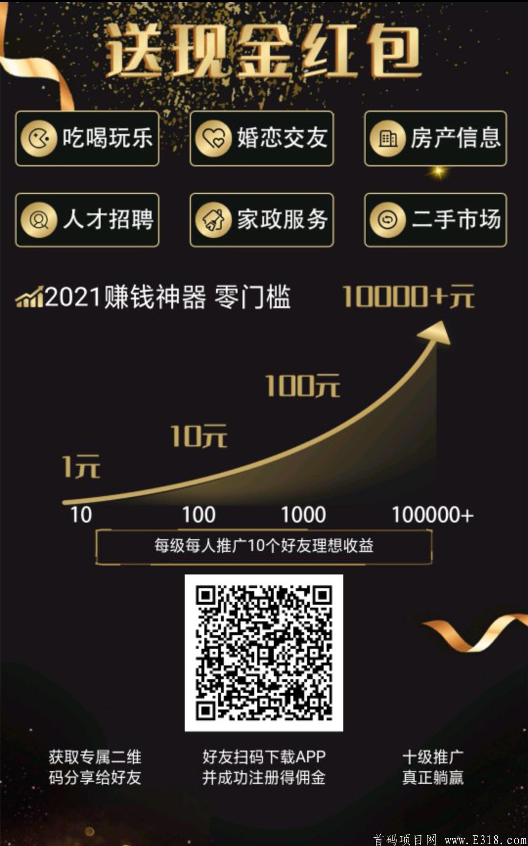 2021最牛逼项目，十代内邀请好友注册，都奖励上级一元，（第十代注册，上面九级都奖励一元）特别暴力！！！