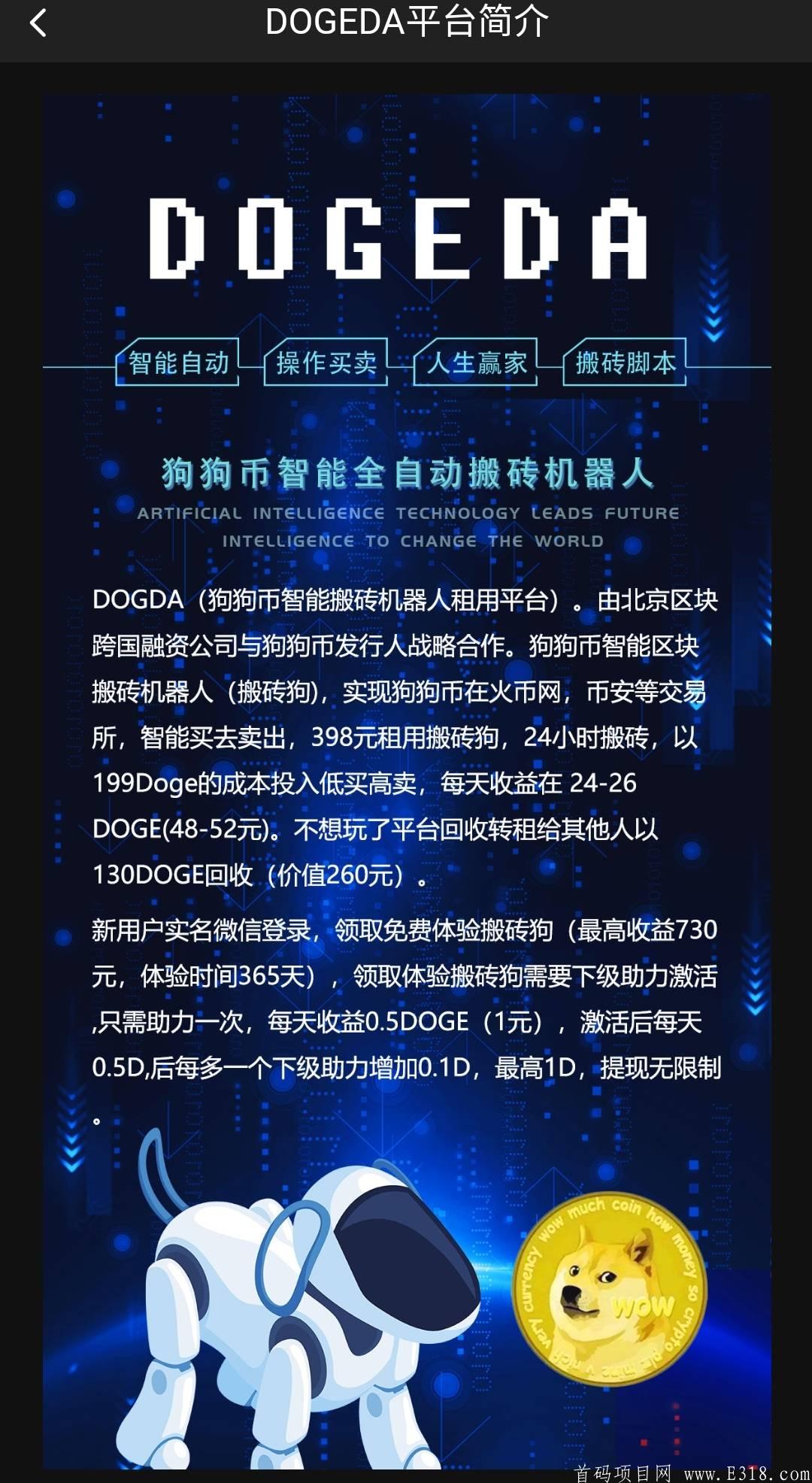 暴利项目：DOGEDA！诚信扶持！早上车早吃肉！  