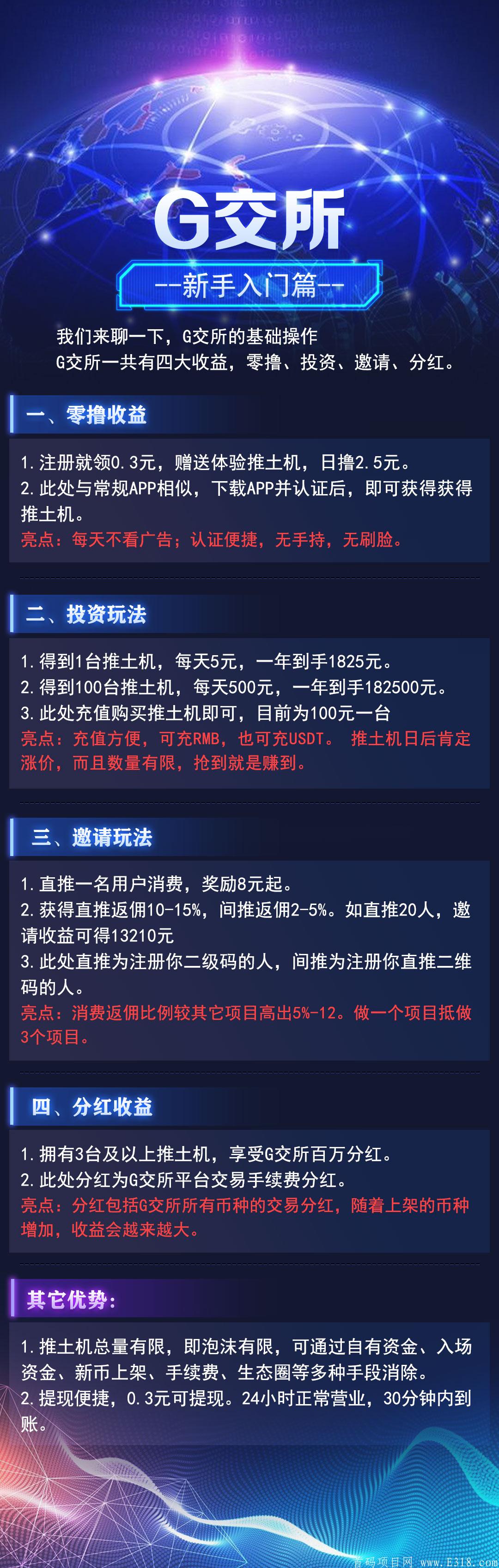 5月15上线，G交所，每天一秒赚3元，0撸30元，推广一人赚8元，24小时提现