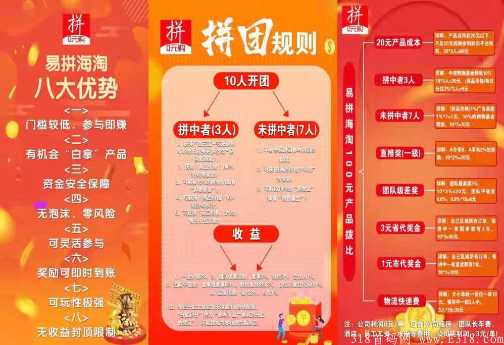 易拼海淘公司强力首码,直推1人日入80元20人团队日入千元 image.png