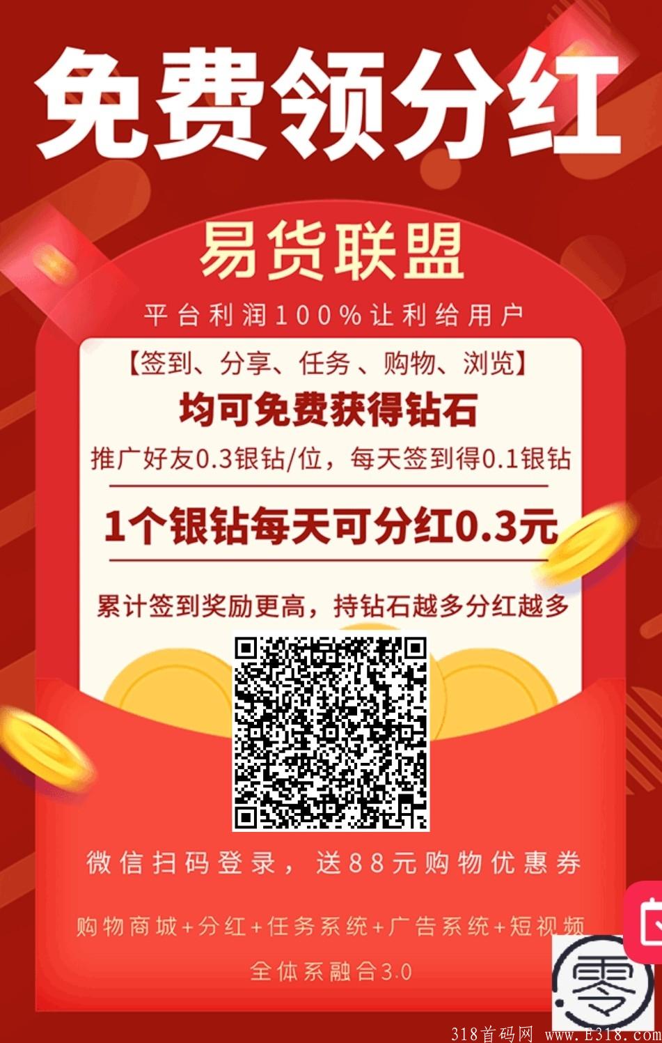 【易货联盟】免费0撸分红，人人免费分红,100%利润回馈！