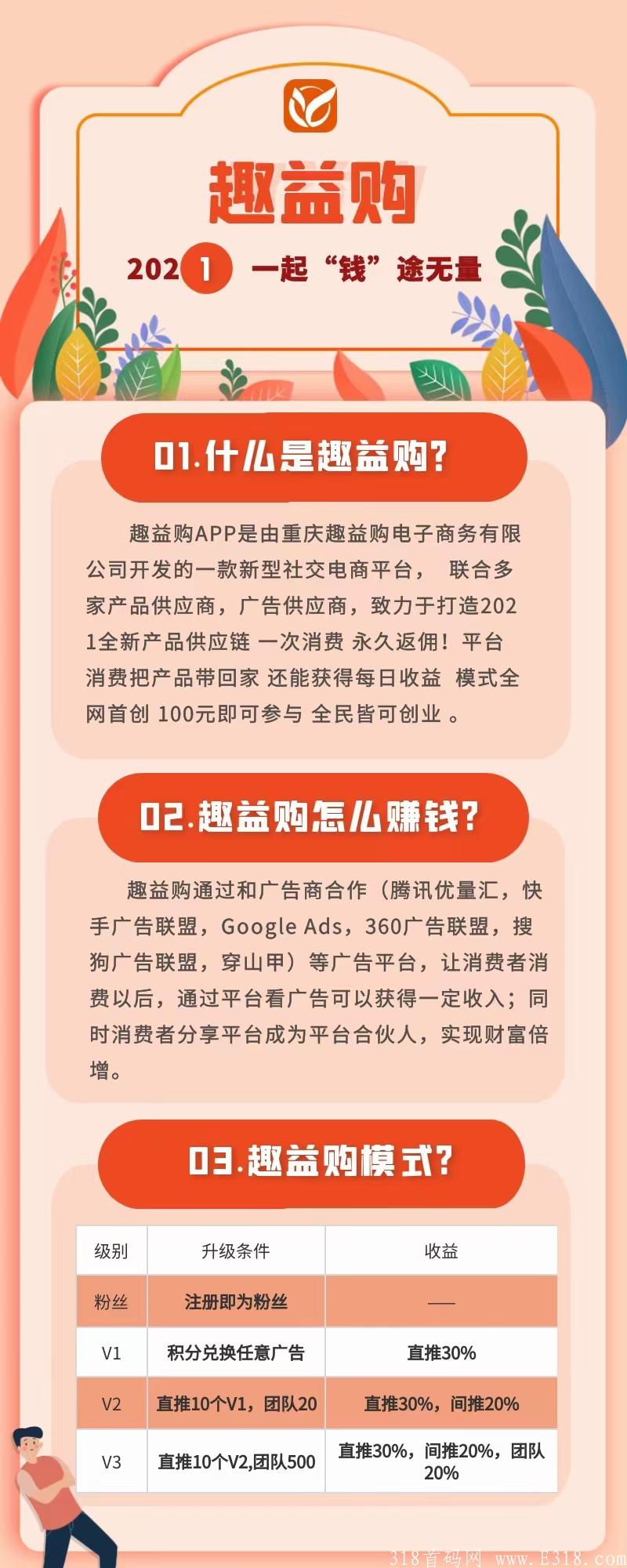 趣益购~开启公测期注册，全新广告电商模式，一次消费，永久收益
