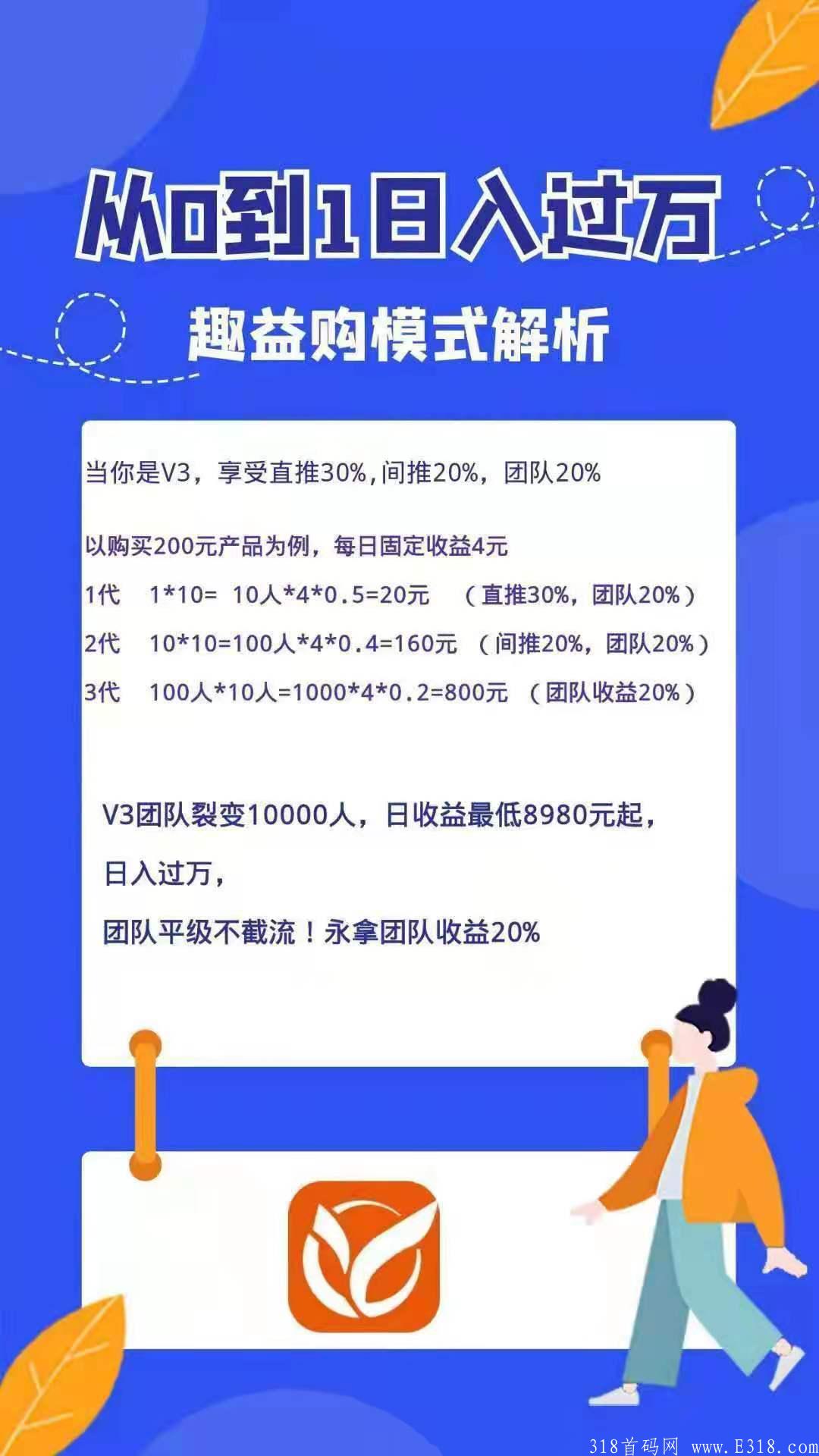 8.8号公测 首码 趣益购广告电商 无限代扶持10%