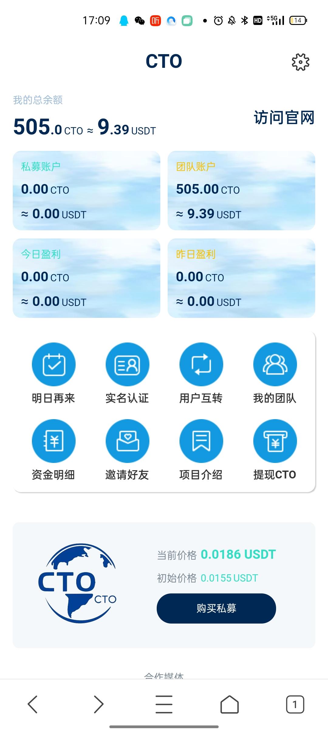 今日首码《CTO》开启注册空投，私募中，未来潜力巨大