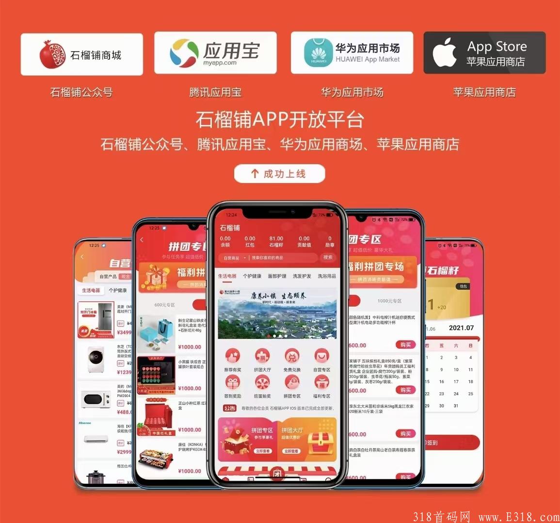 石榴铺顶级拼团，全网最强系统，提现保障，每月一千加
