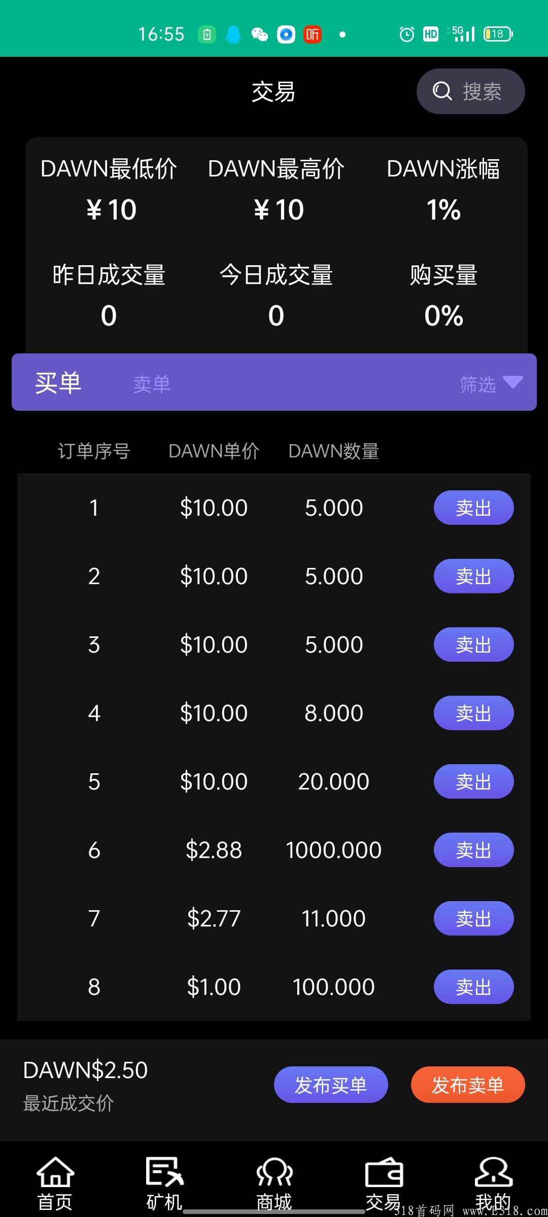 今日首码《DAWN》开启注册空投