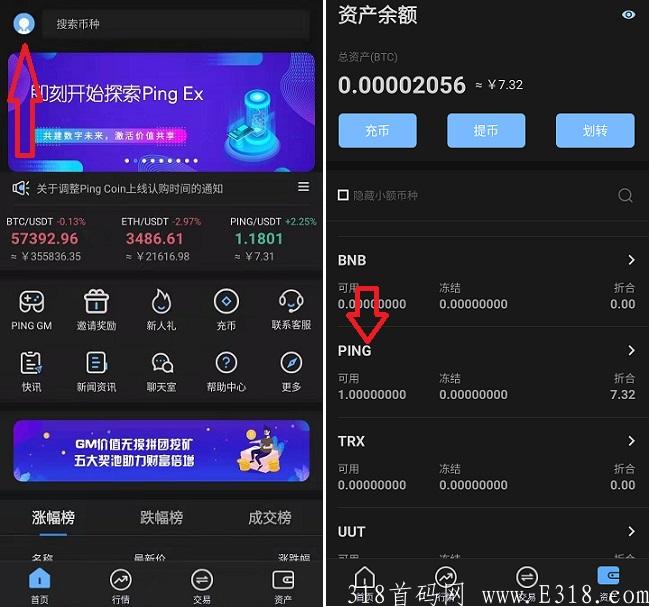 Ping：注册送1币，价值7.3元，邀请一人送1币，0撸大毛