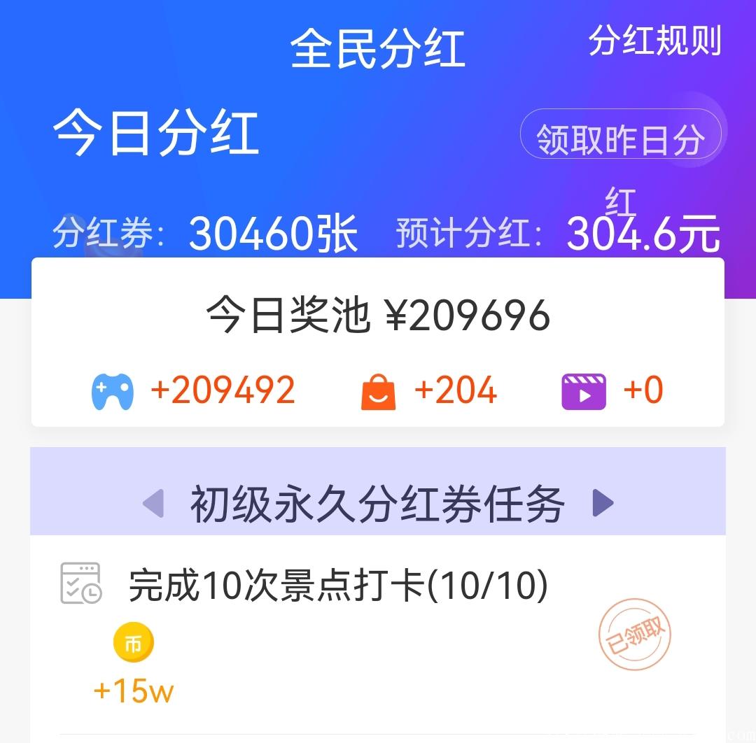 推荐一个最靠谱零撸项目《全民分红》0投资，打卡加游戏趣味玩法。每天自动分红。稳定长久。提现秒到。