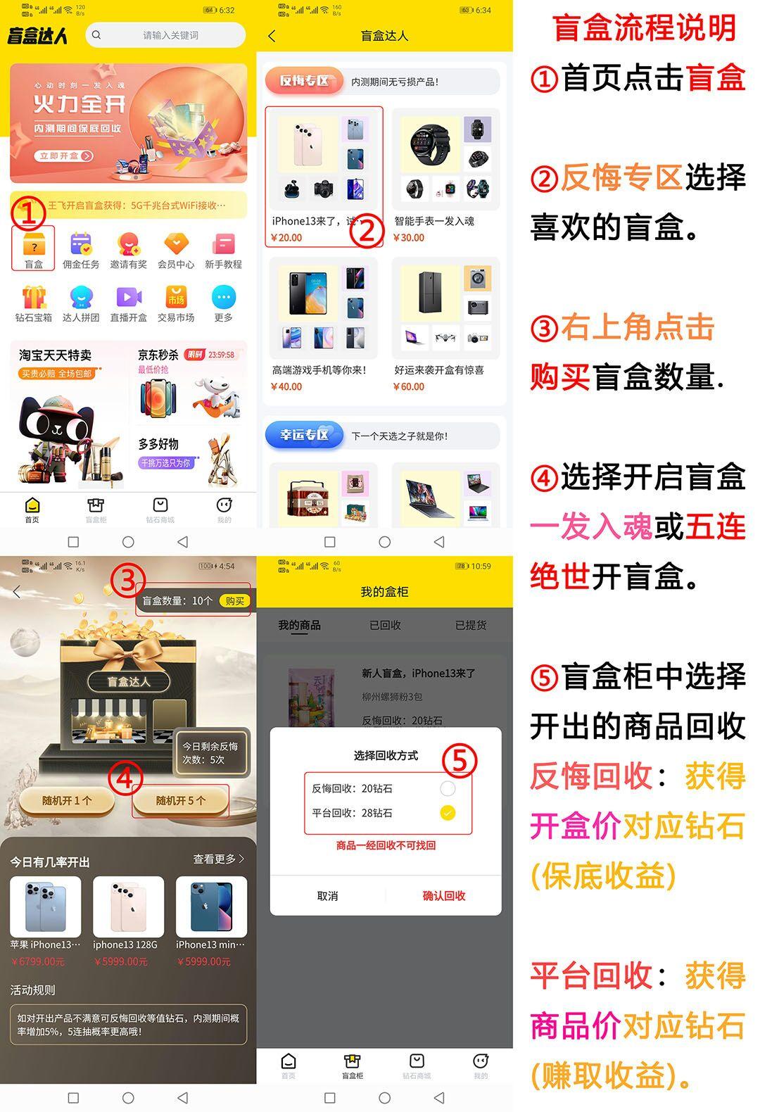 盲盒达人怎么玩？0投资开盲盒内测期可反悔平台保本回收靠谱吗