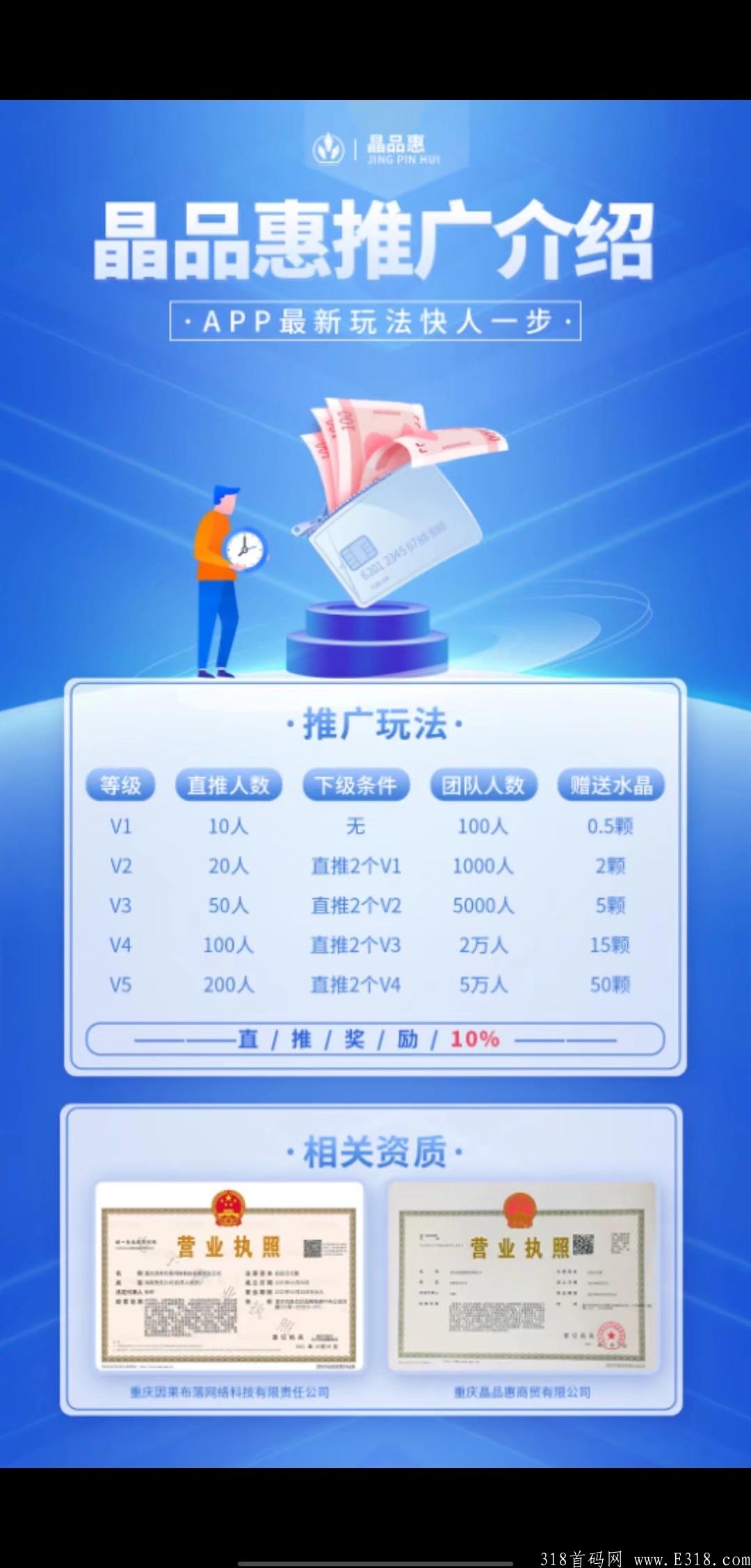 晶品惠，微信扫码。  一个水晶分红10元《永久分红每天都可以拿分红》