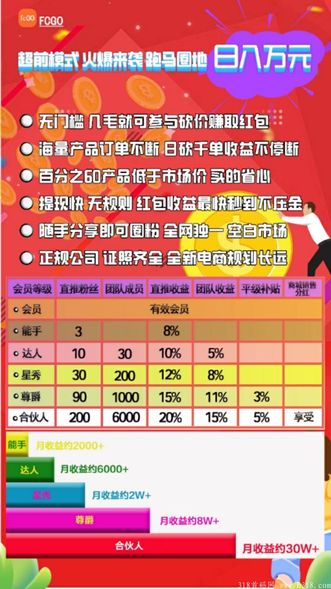首码，注册送50，每日参与砍价赚5-20