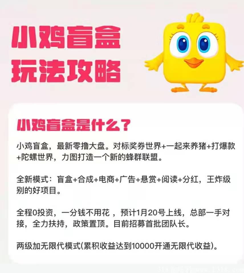 小鸡盲盒0撸靠谱项目