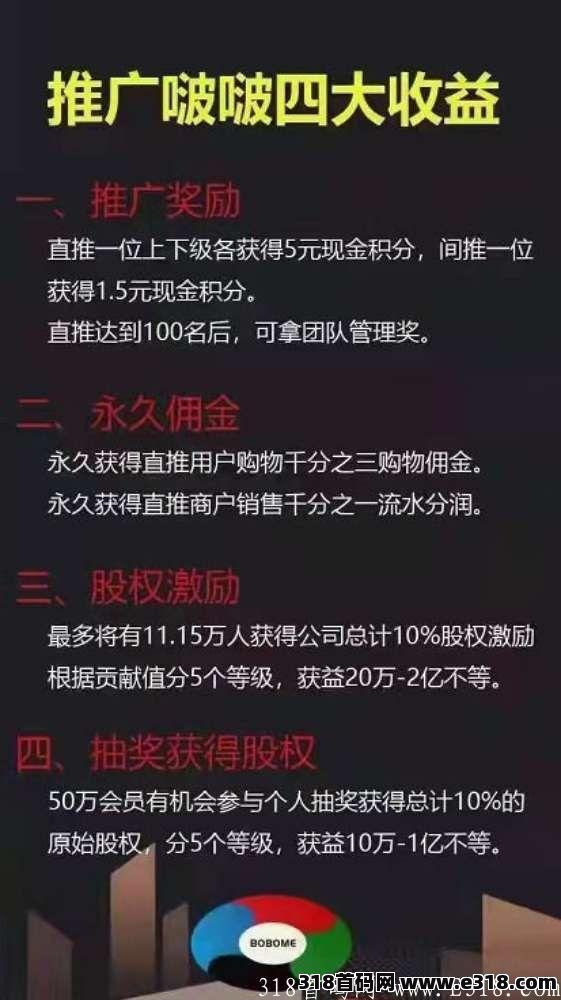 啵啵电商15亿广告费等你来抢，拉一人给5元