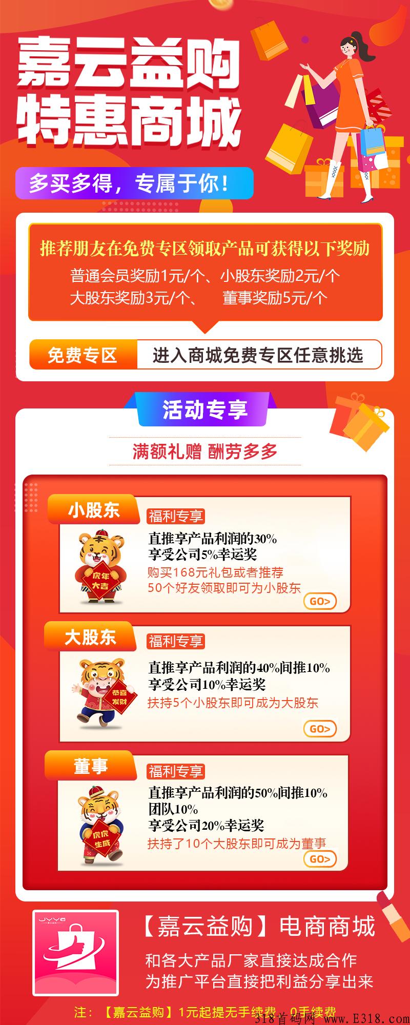 【零撸、免费领取产品人人可持股】团队扶持、2022年爆火长期稳定项目、无泡沫——嘉云益购25日隆重上线