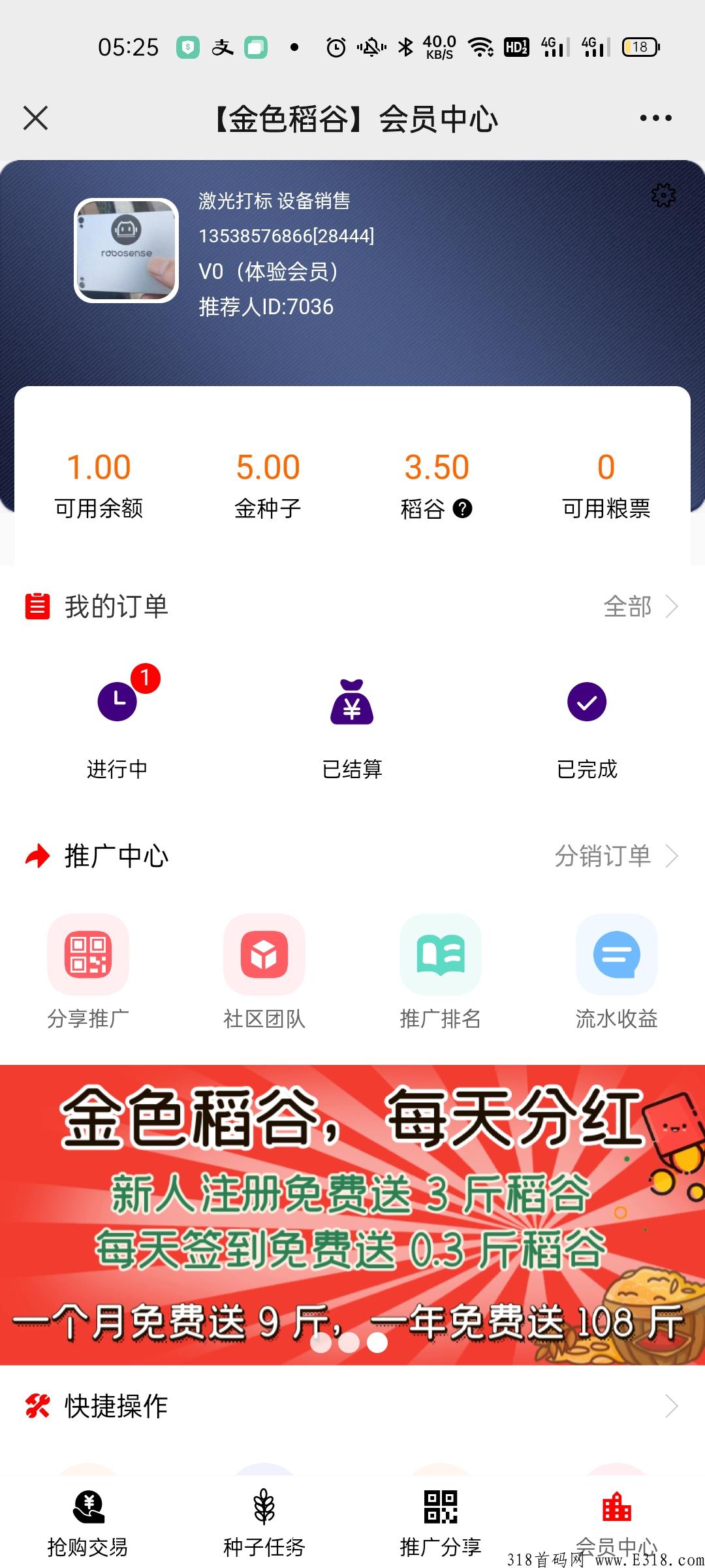 金色稻谷小程序每天签到可以领取0.3元
