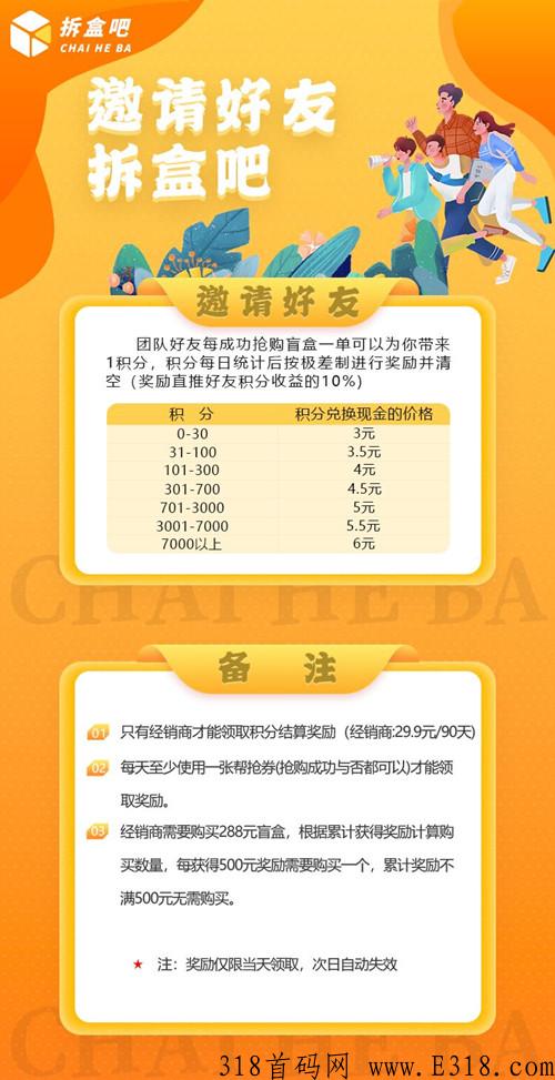 拆盒吧抢拍模式，每积分额外扶持,支持一人一结