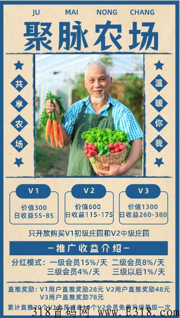 聚脉农场！！大水前期吃肉了，嘎嘎香，每天稳定收益，稳定一俩月