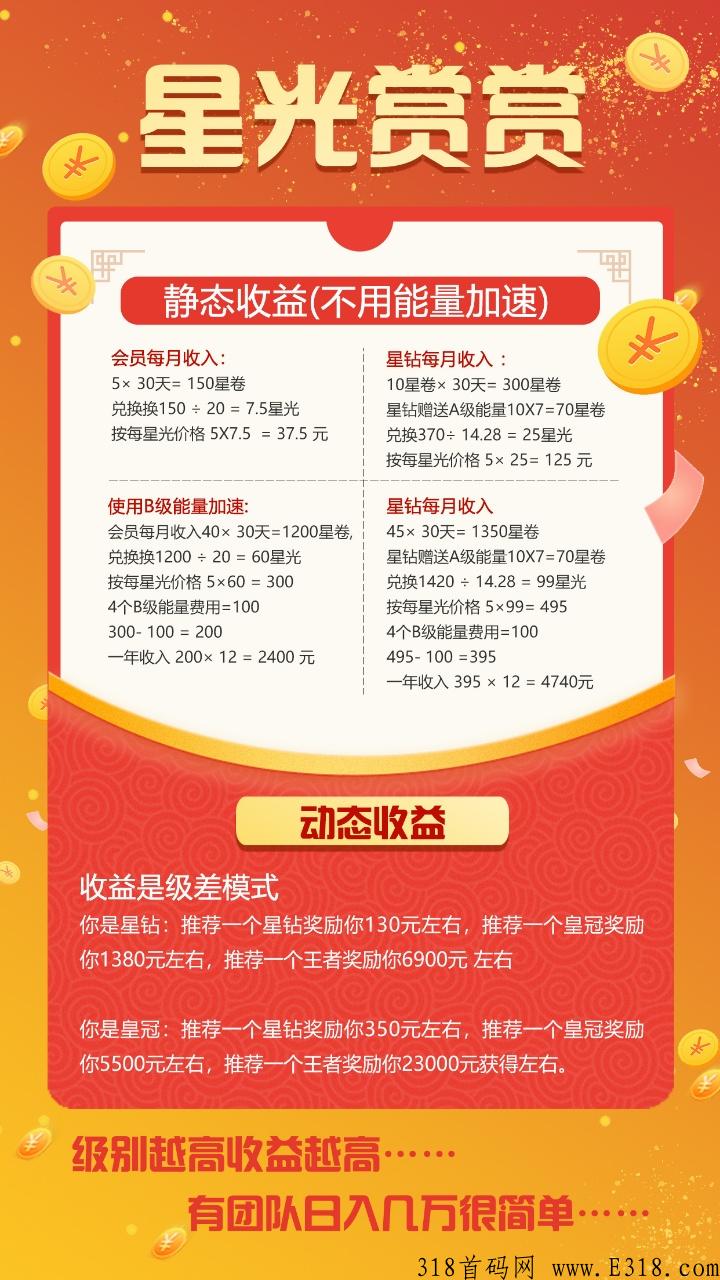 星光赏赏，月中上线对接第一批领导人，无限代扶持