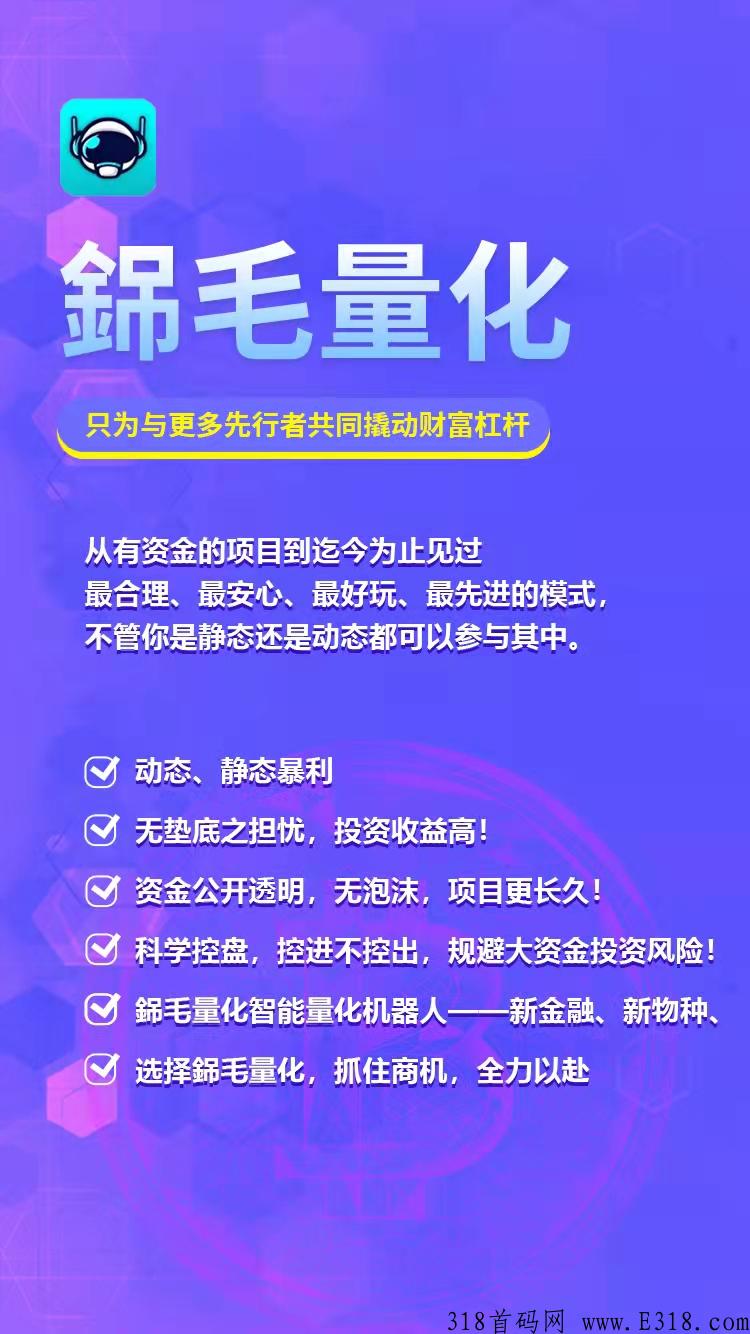 銱毛量化，4月8日已经正式上线全网对接大小团队长