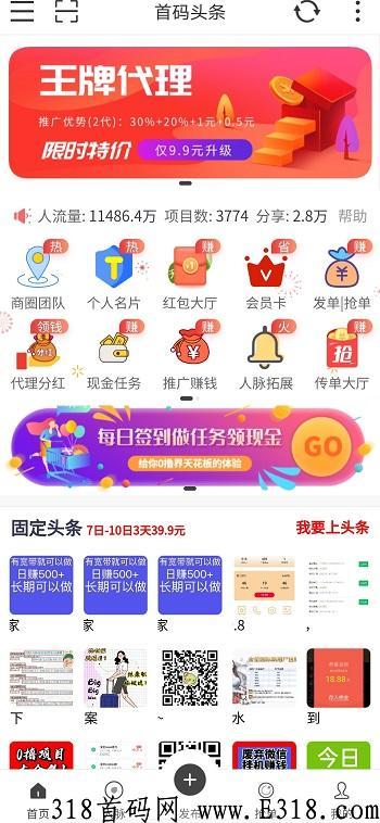 新出“首码头条”，项目推广，0撸界天花板