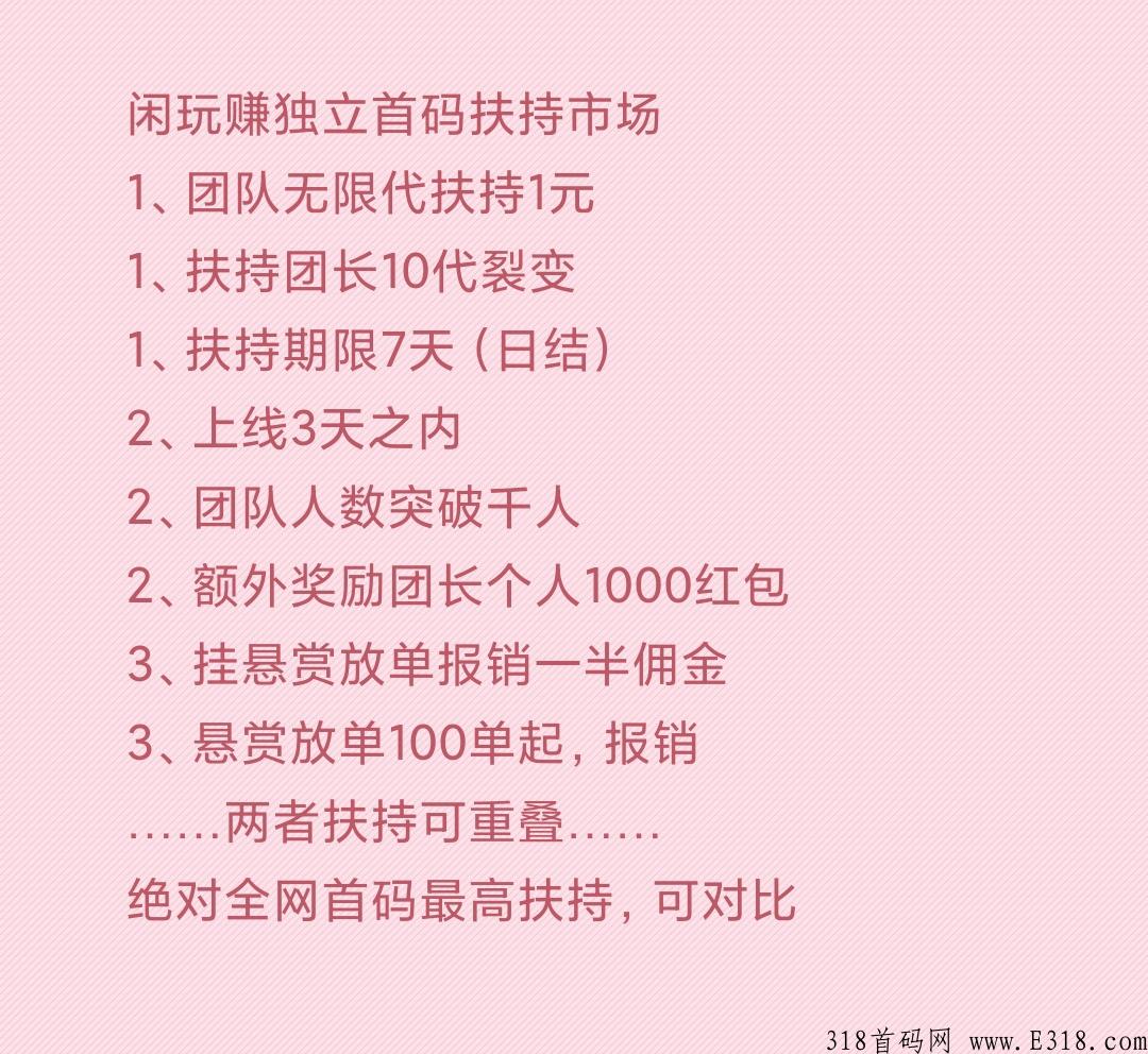 新项目预热，扶持市场