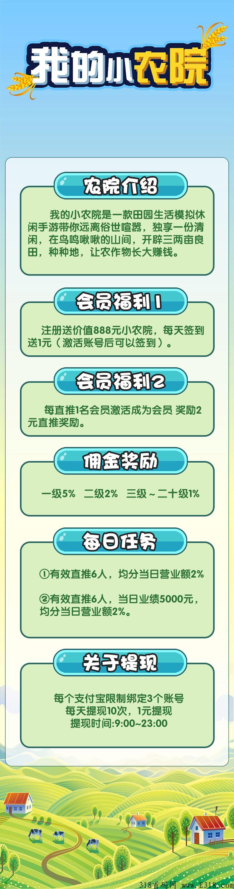 我的小农院，4.22首码，上线送奖励，农作物长大赚钱