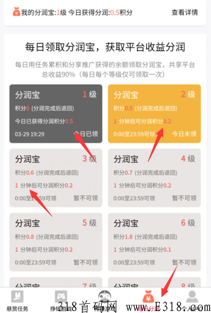 利分宝：每天分奖励，积分可卖，1元一个，交易已开，可以玩玩