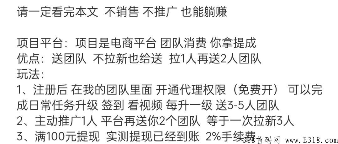 团生生app，不推广，不实名，注册送团队，自动赚钱，纯静态0撸