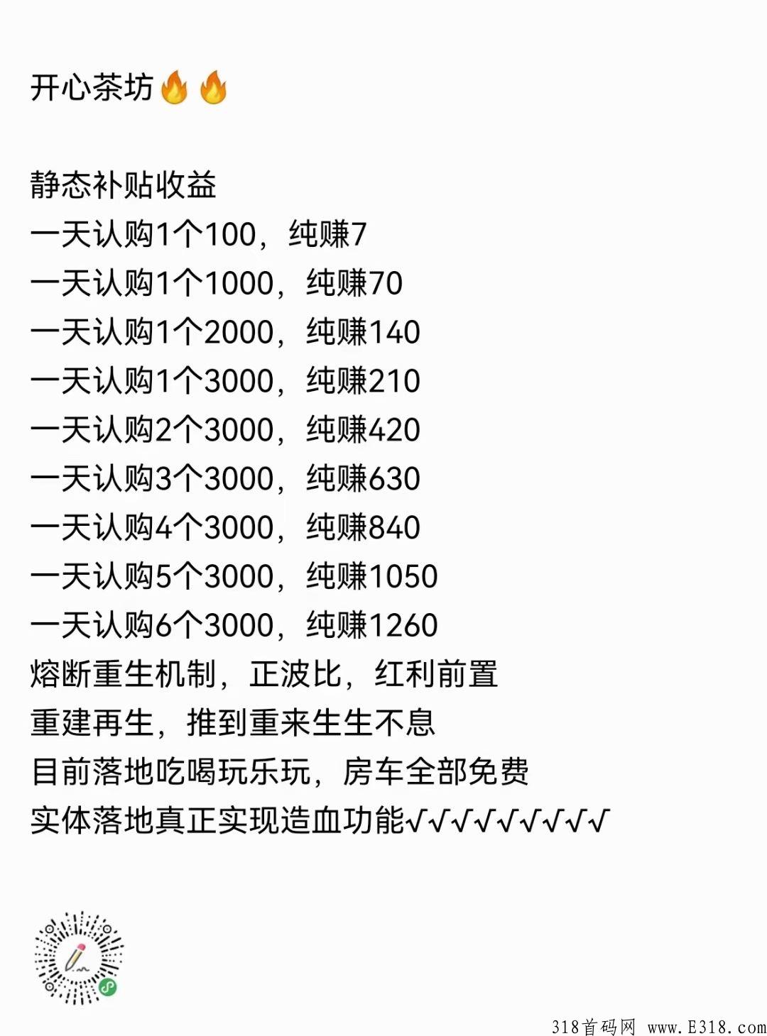 开心茶坊城，众筹模式的风口，大公司大背景大模式，放心撸