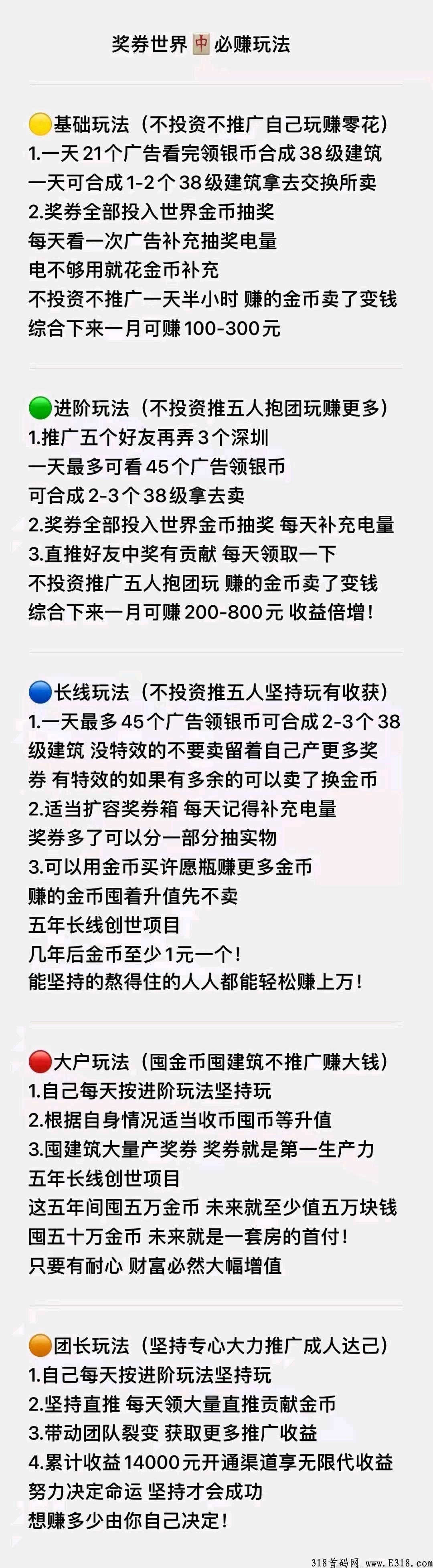 奖券世界，每天10分钟赚米，无论是静态收益还是动态收益史无前例的丰厚