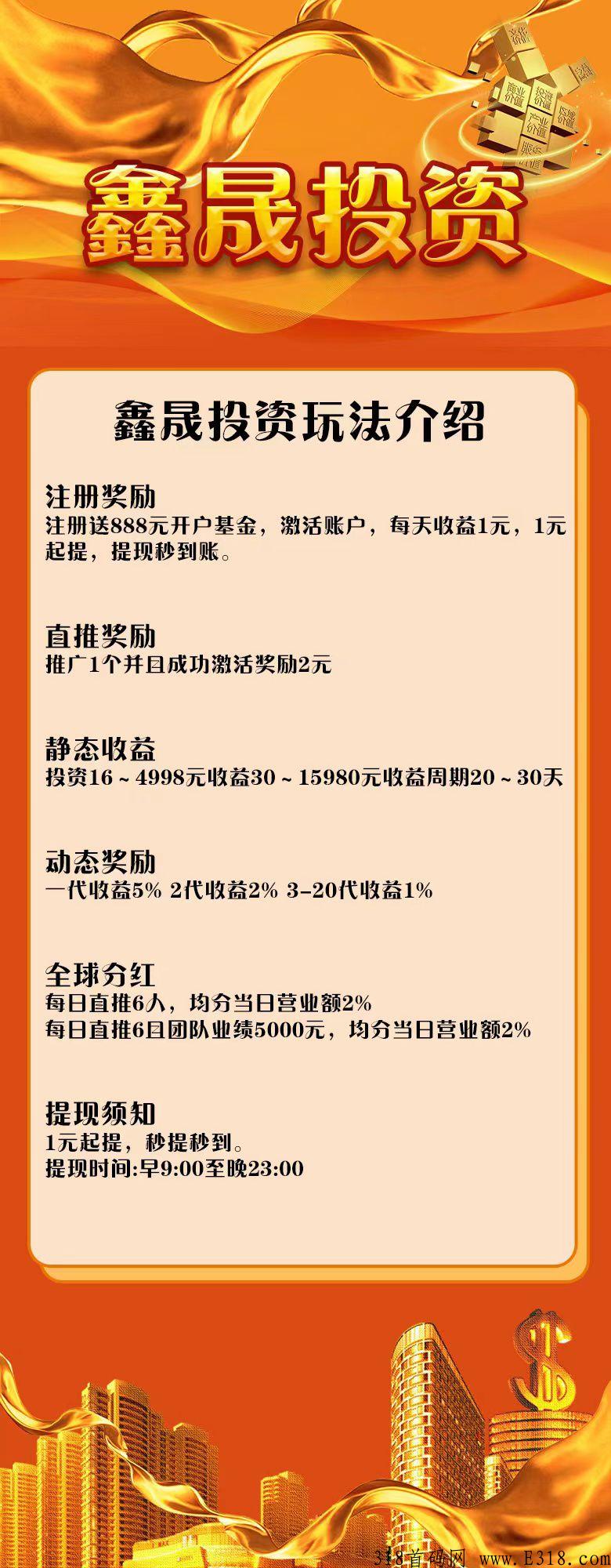 鑫晟投资首码app，赶紧注册下载推广