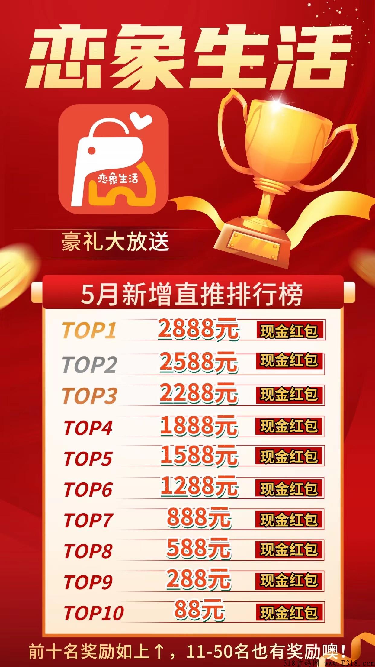 恋象生活（首码），每月还有直推排行榜现金奖励及盲盒抽奖