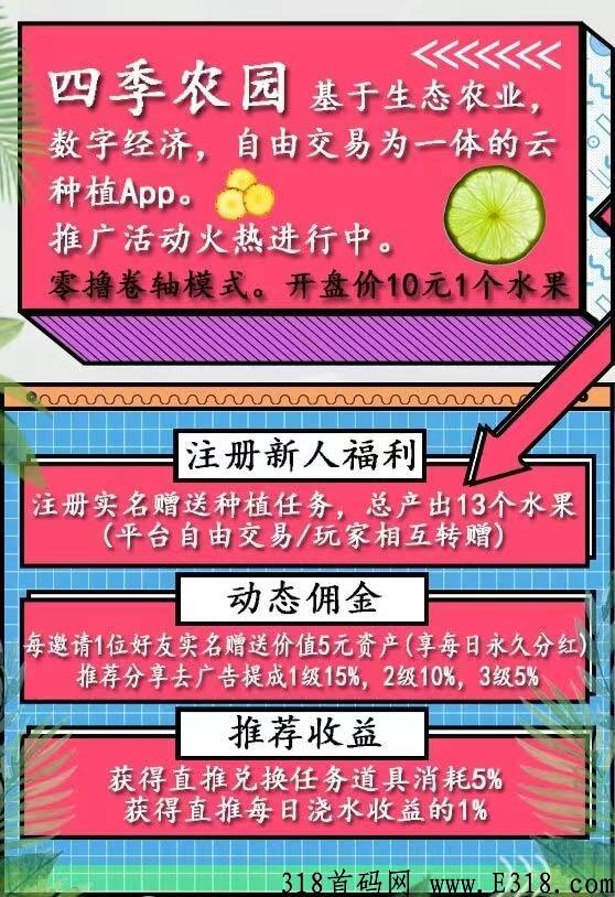 首码吃肉项目，四季农园，fen红加卷轴，直推送奖励