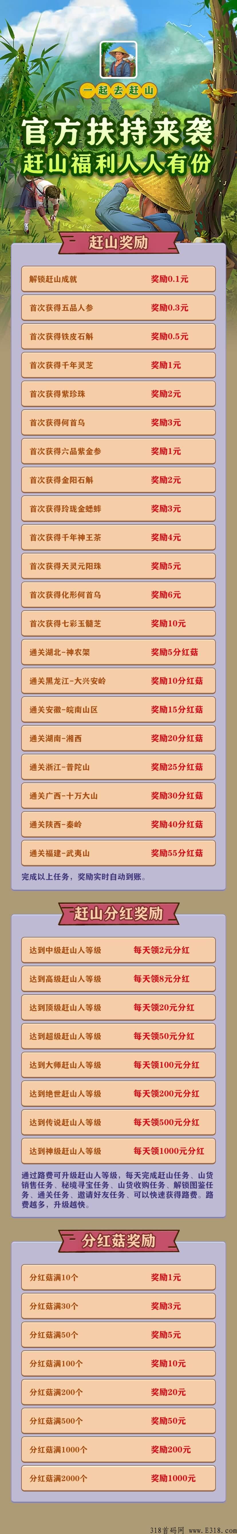《一起去赶山》最强扶持来了，走我码注册佣金高，月底上线