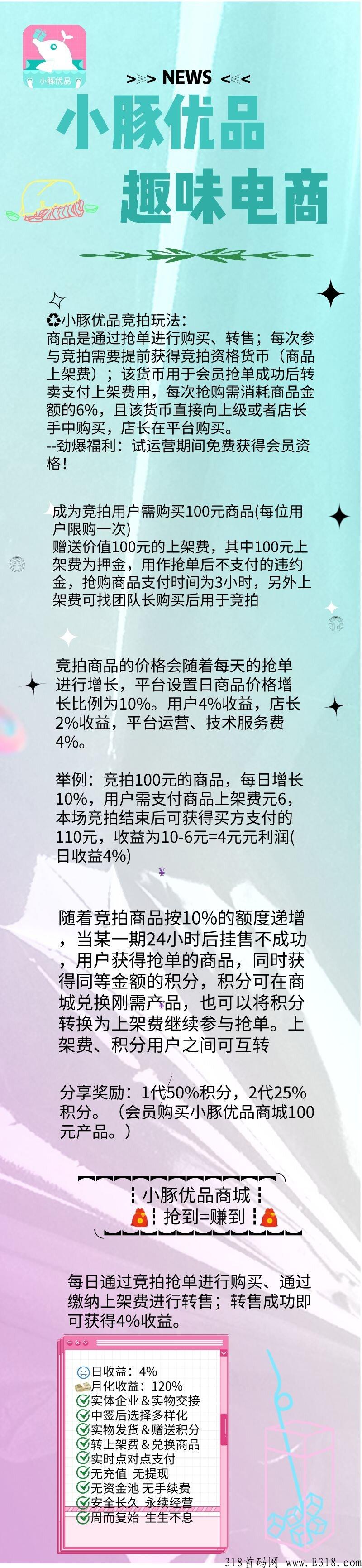 小豚商城首码项目，新项目实体拖底，抓紧跟上吃肉