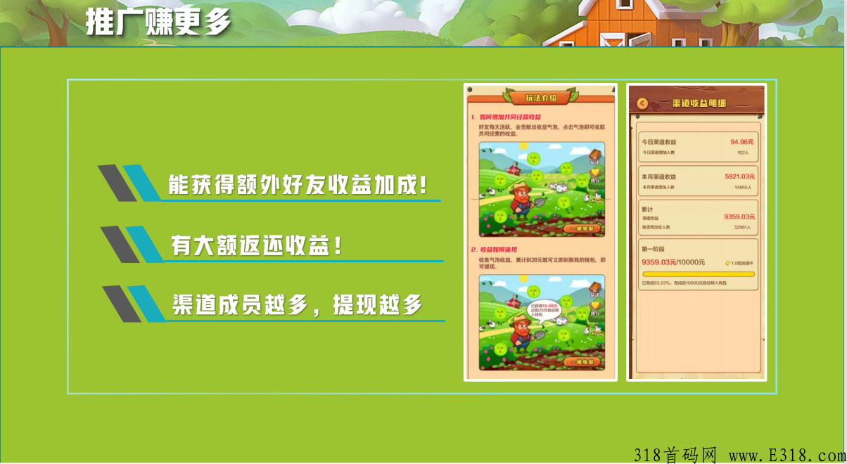 开心庄园，新出最强项目，首码全网对接