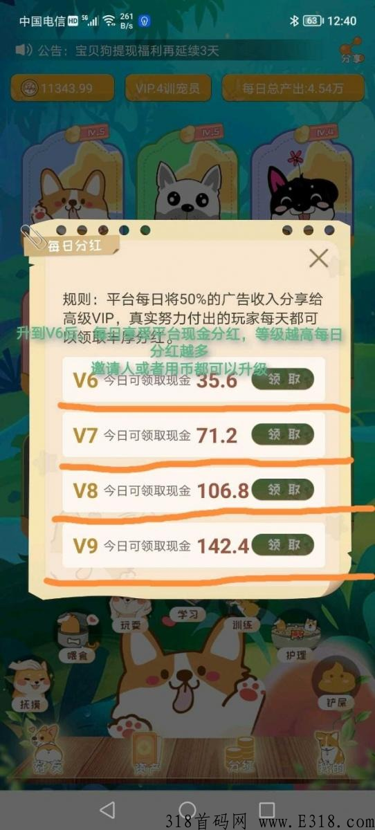 宝贝狗，首码项目每天分奖励，不推广也可赚米