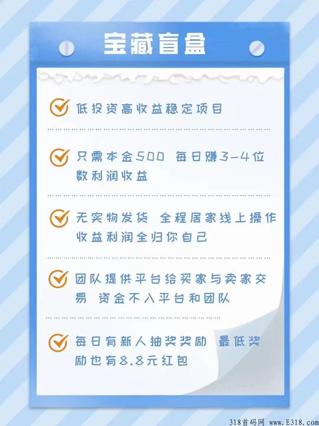 宝藏团首码项目，宝藏盲盒，带你躺着都能赚米